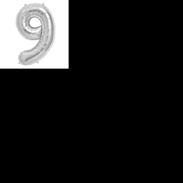 GLOBO NUMERO 9 PLATEADO 9S 40 C.12